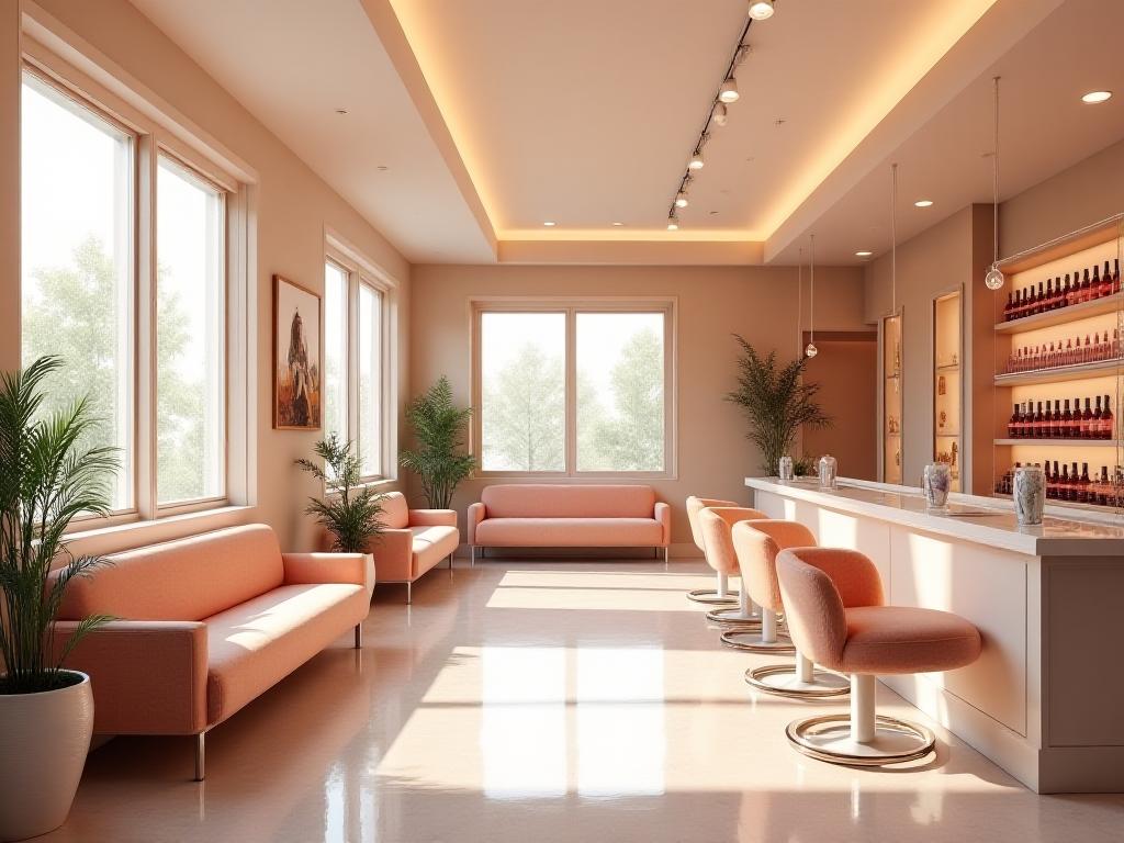 따뜻하고 모던한 화려네일 살롱 내부 전경